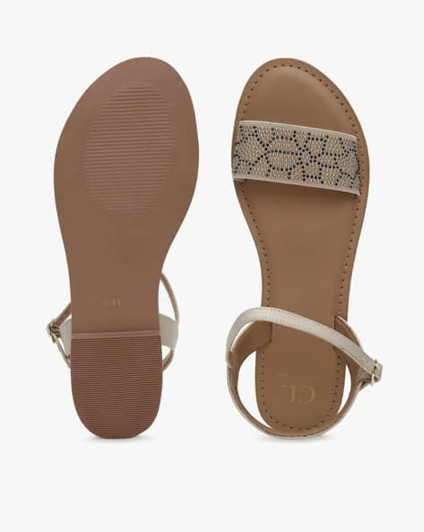 Embellished Flat Sandals with Buckle Fastening (Image - 1)