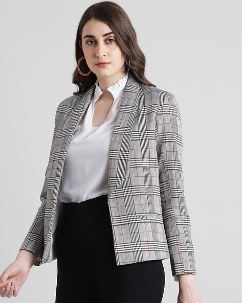 Grey checked jacket clearance womens