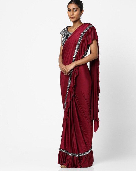 35% OFF on Chhabra 555 Cream-Coloured Embroidered Net Saree on Myntra |  PaisaWapas.com