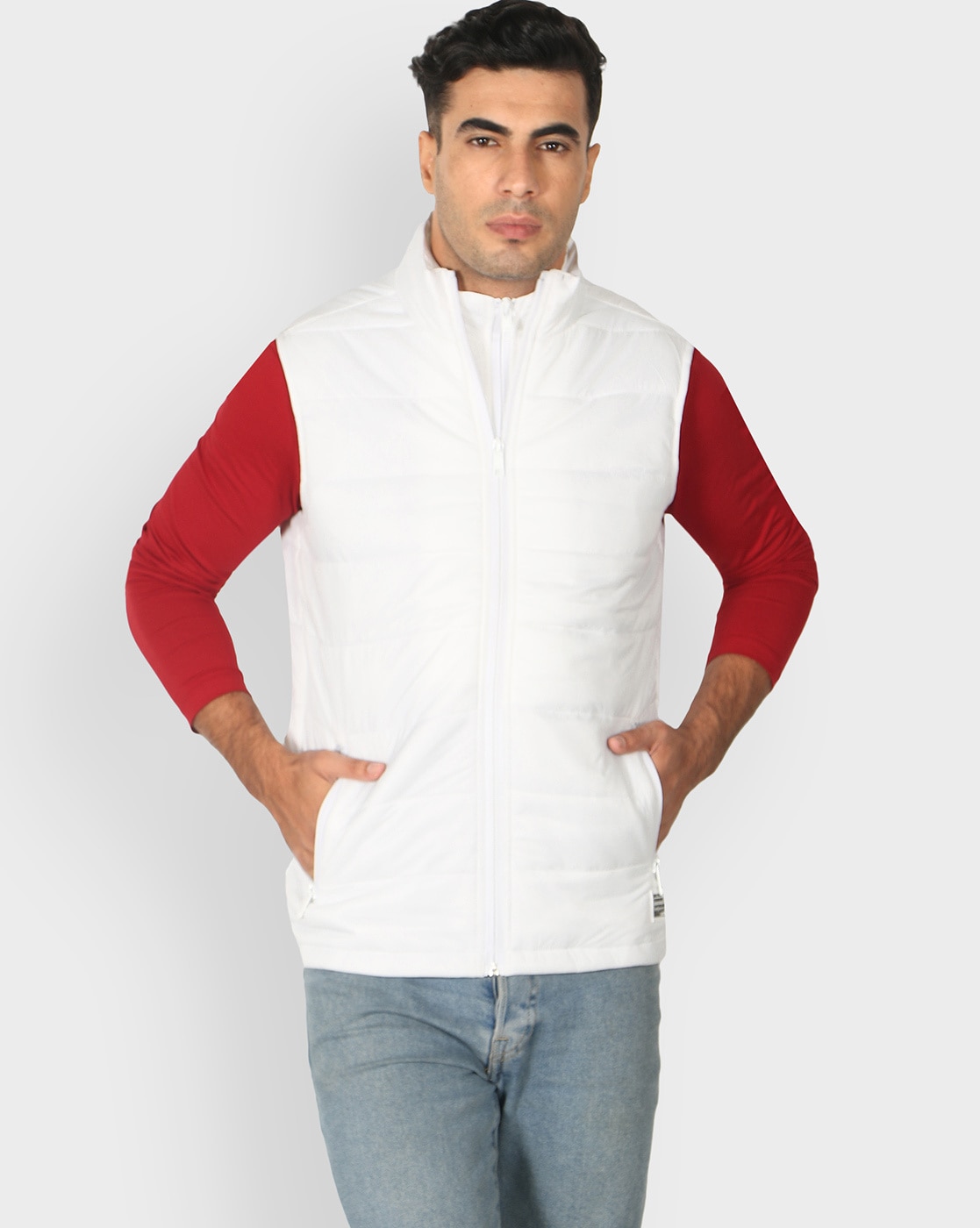 Buy OCTAVE Natural Mens Zip Through Neck Quilted Jacket | Shoppers Stop