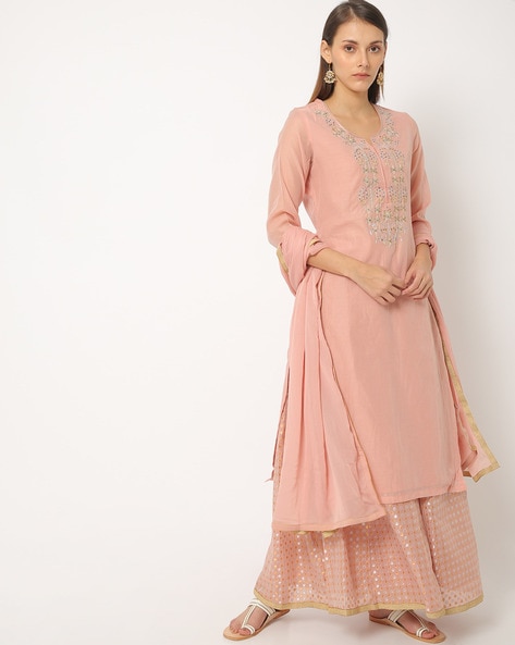 biba peach kurta set