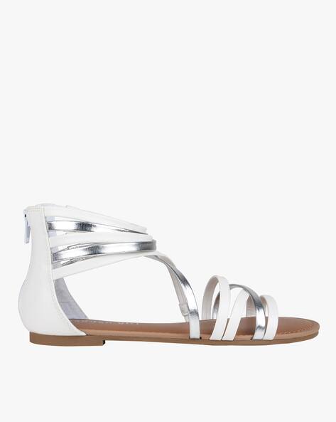 white gladiator sandals flat