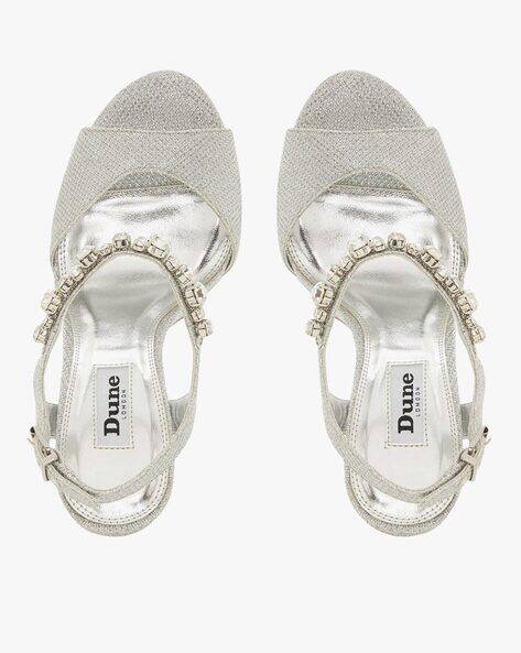 silver platform stilettos