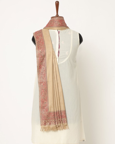 Shawl with Floral-Woven Border Price in India