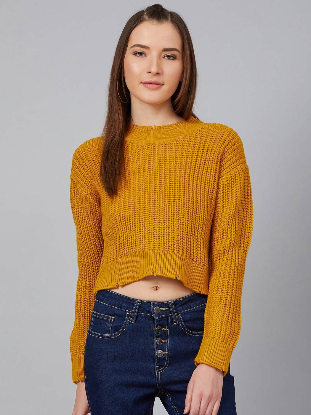 mustard crop top sweater
