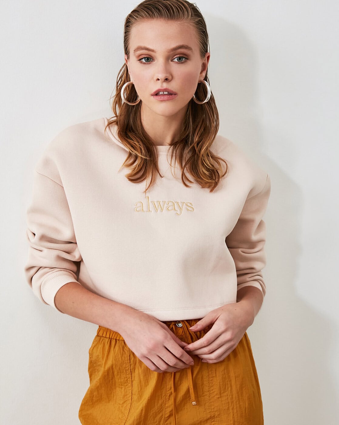 Buy Beige Sweatshirt & Hoodies for Women by TRENDYOL Online | Ajio.com
