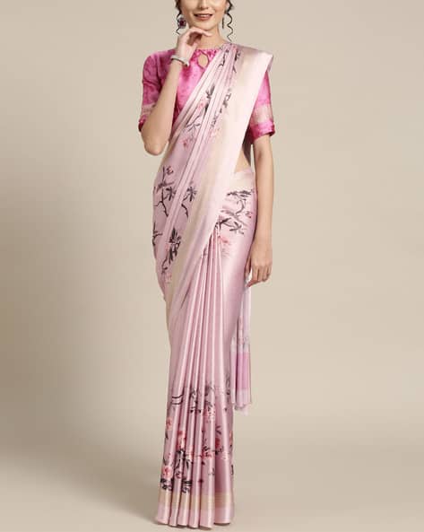 Saree Mall Light Pink Casual Satin Crepe Digital Print Saree (Image - 3)