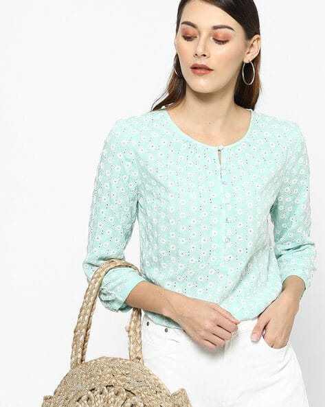 mint blue top