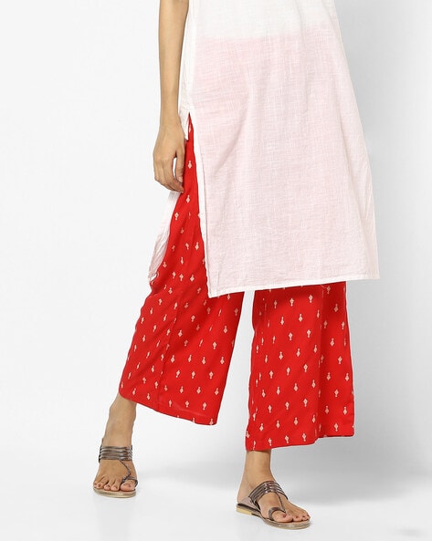 Micro Print Palazzos with Insert Pockets Price in India