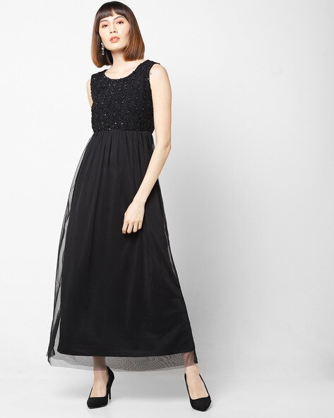 Sleeveless Embellished Empire Maxi Dress