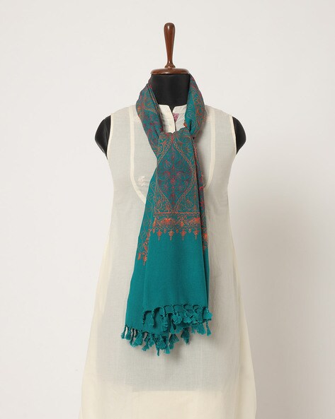 Embroidered Shawl with Tasseled Hems Price in India