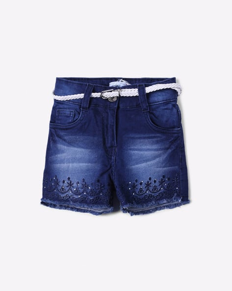 Buy Navy Blue Shorts 3/4ths for Girls by Tiny Girl Online - Main Image