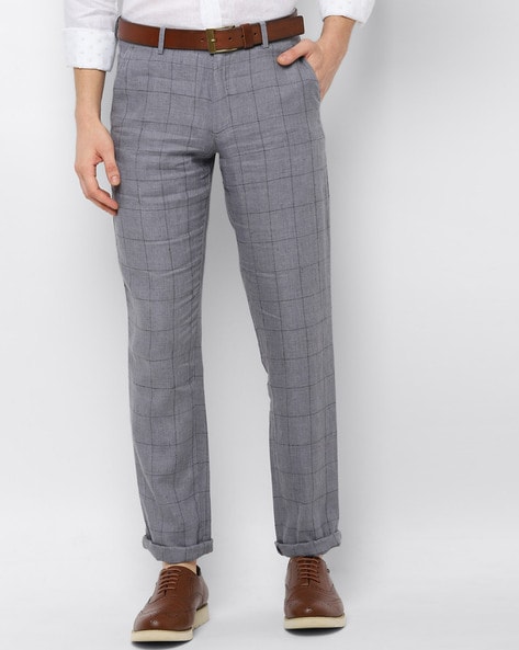 Buy Parx Medium Grey Slim Fit Linen Trouser Online at Low Prices in India   Paytmmallcom