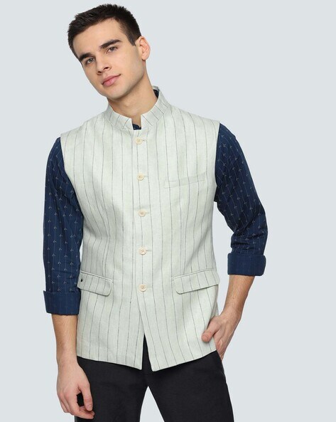 Buy Men Brown Check Slim Fit Formal Nehru Jacket Online - 635922 | Louis  Philippe