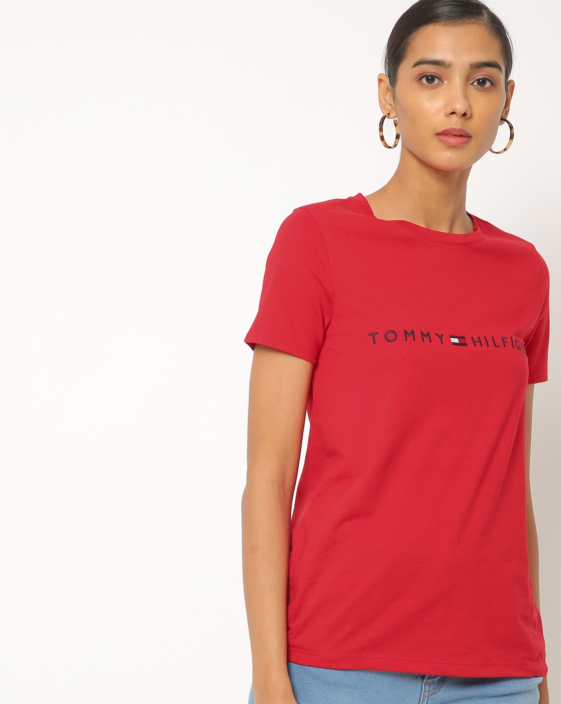 tommy hilfiger red crew neck