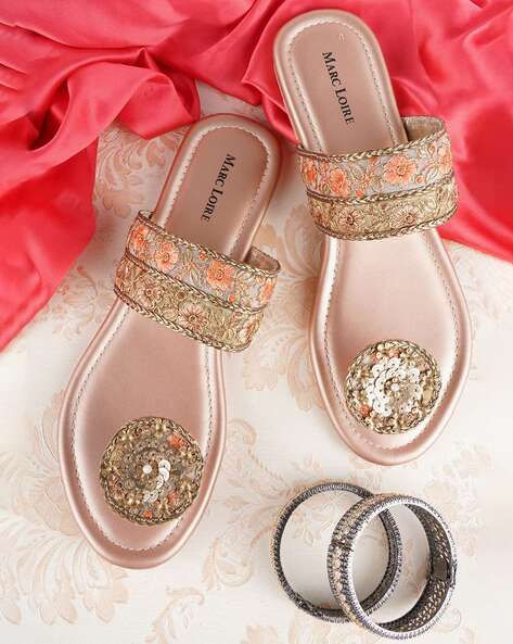 Buy Gold Flat Sandals for Women by Marc Loire Online Ajio