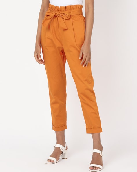 KAZO Bottoms Pants and Trousers  Buy KAZO Rust Paper Bag Pant With Belt  Online  Nykaa Fashion