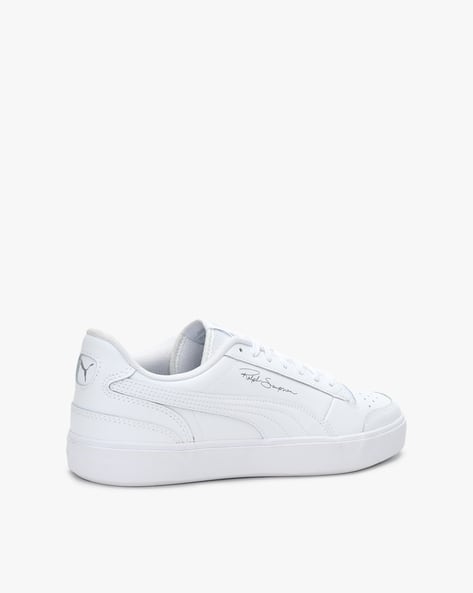 puma plain white shoes