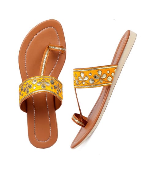 T-Strap Flat Sandals with Embellished (Image - 2)