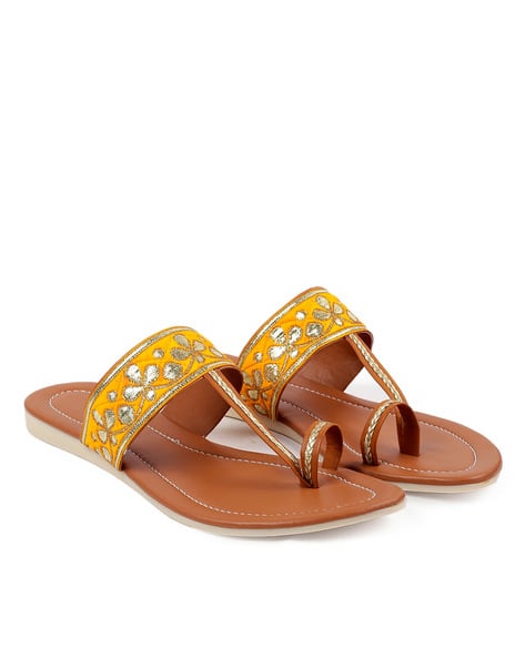 T-Strap Flat Sandals with Embellished (Image - 3)