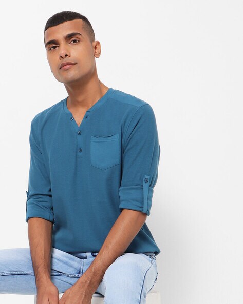 Henley T-shirt with Patch Pocket