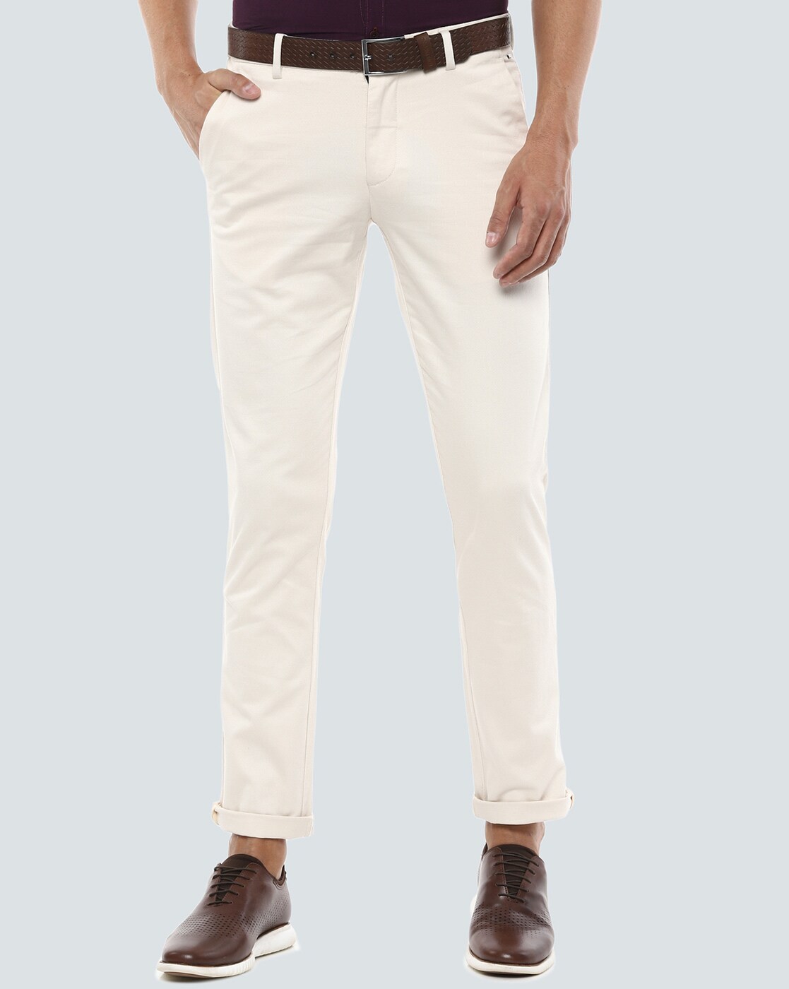 cream slim trousers