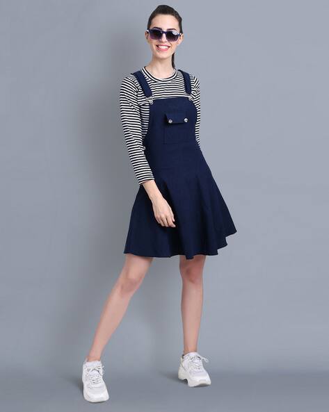 navy dungaree dress