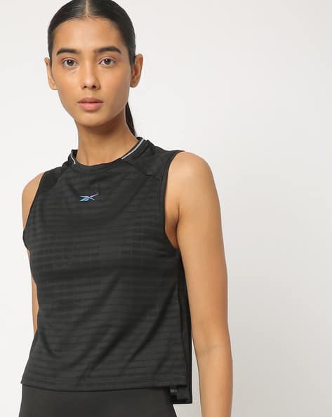 Self-Striped High-Low Tank Top