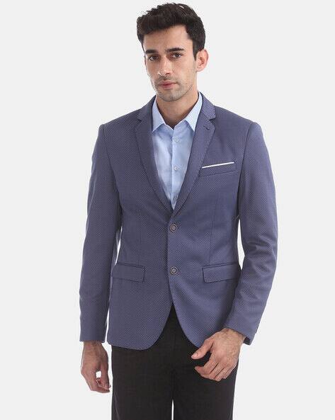 textured blue blazer