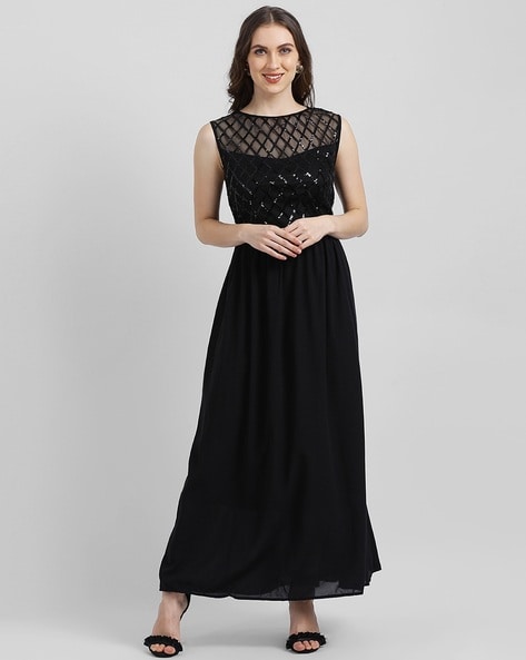 Banette Midi Dress - Deep V Neck Sleeveless Dress in Black | Showpo USA