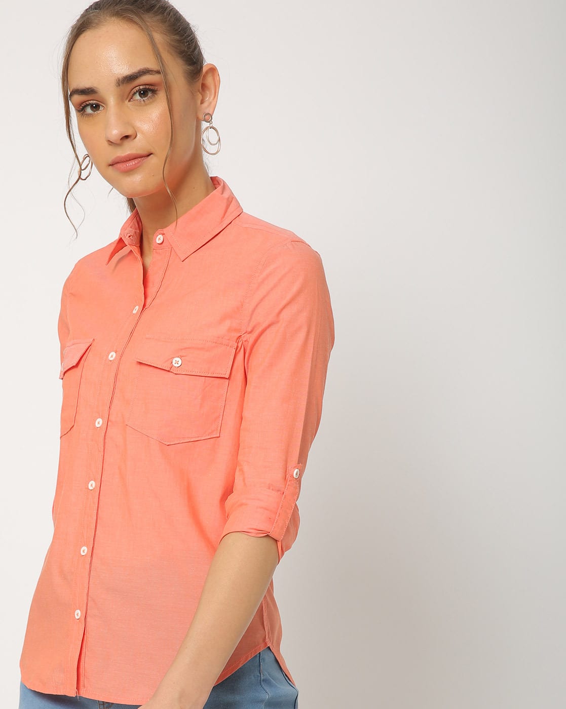 Buy Peach Tops for Women by AERO JEANS 