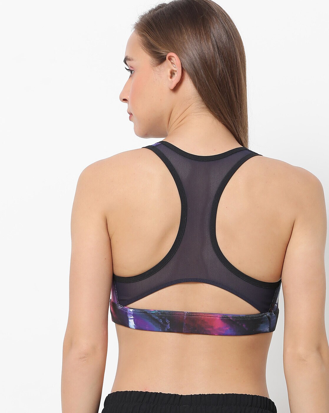 Printed Racer-Back Sports Bra