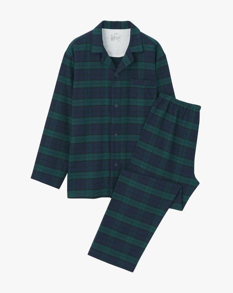 MUJI Men's Side-Seamless Flannel Pajamas