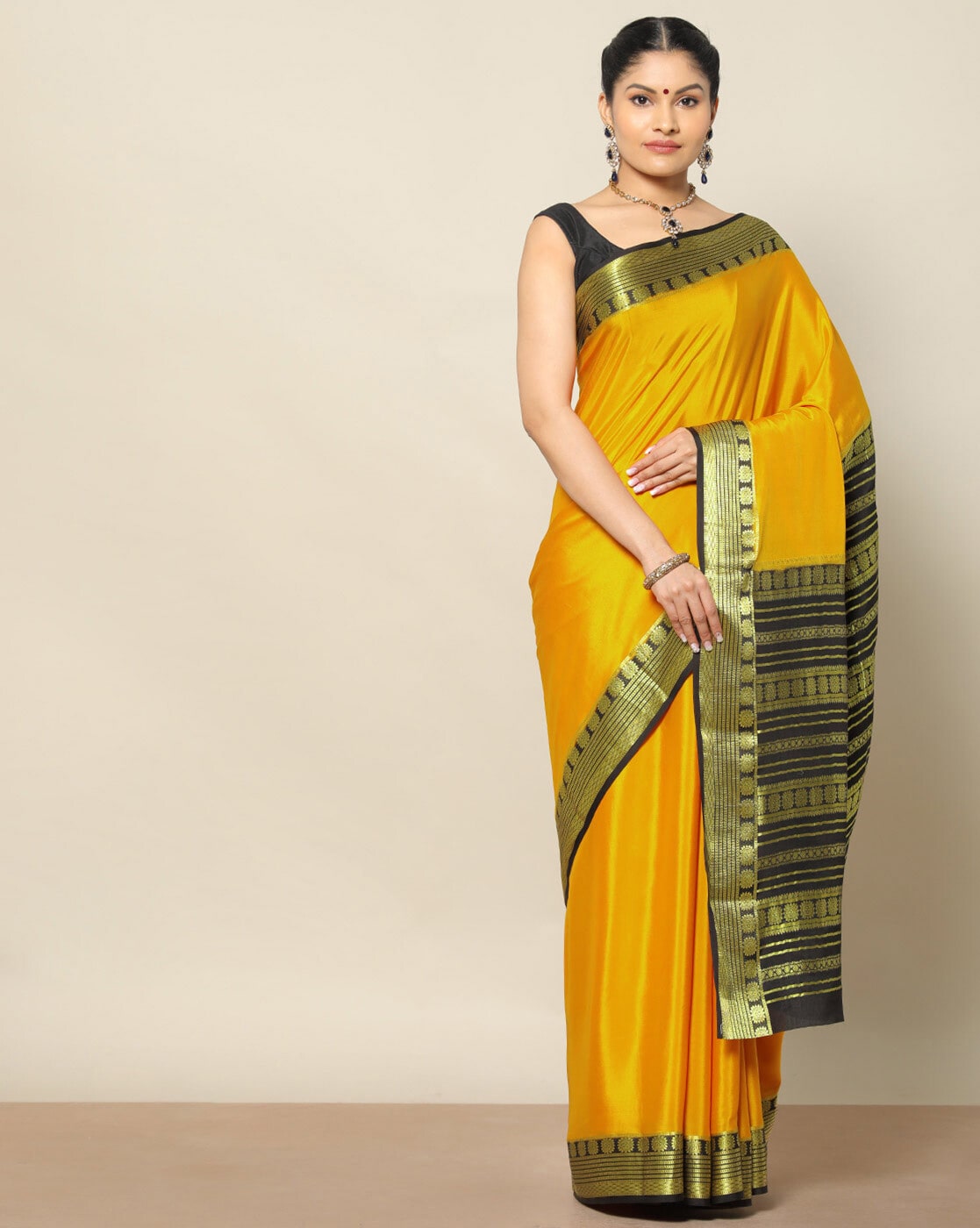Green & Black Pure Georgette Striped Mysore Silk Saree in Surat at best  price by Priti International - Justdial