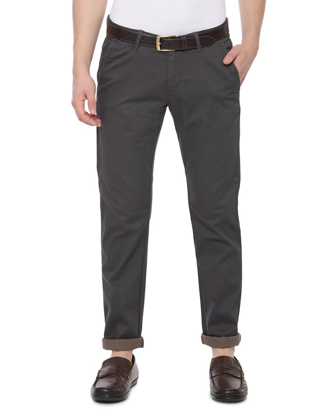 Buy Men Brown Comfort Fit Solid Business Casual Trousers Online  262141  Allen  Solly