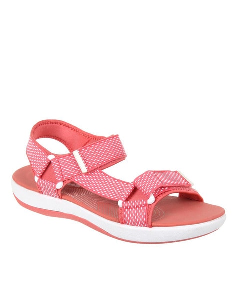 clarks red flat sandals