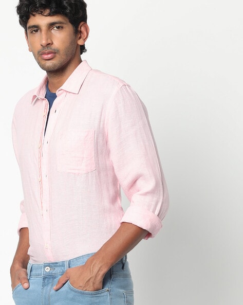 light pink shirt with jeans