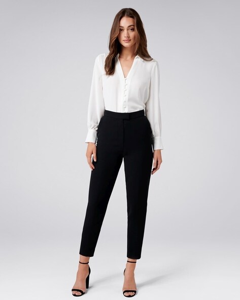 Buy FOREVER NEW Solid Regular Fit Polyester Women's Formal Wear Pant |  Shoppers Stop