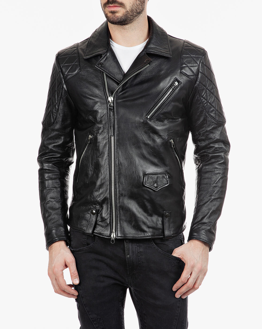 replay black quilted jacket