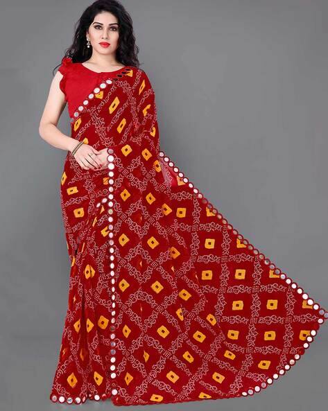 mirror lace saree