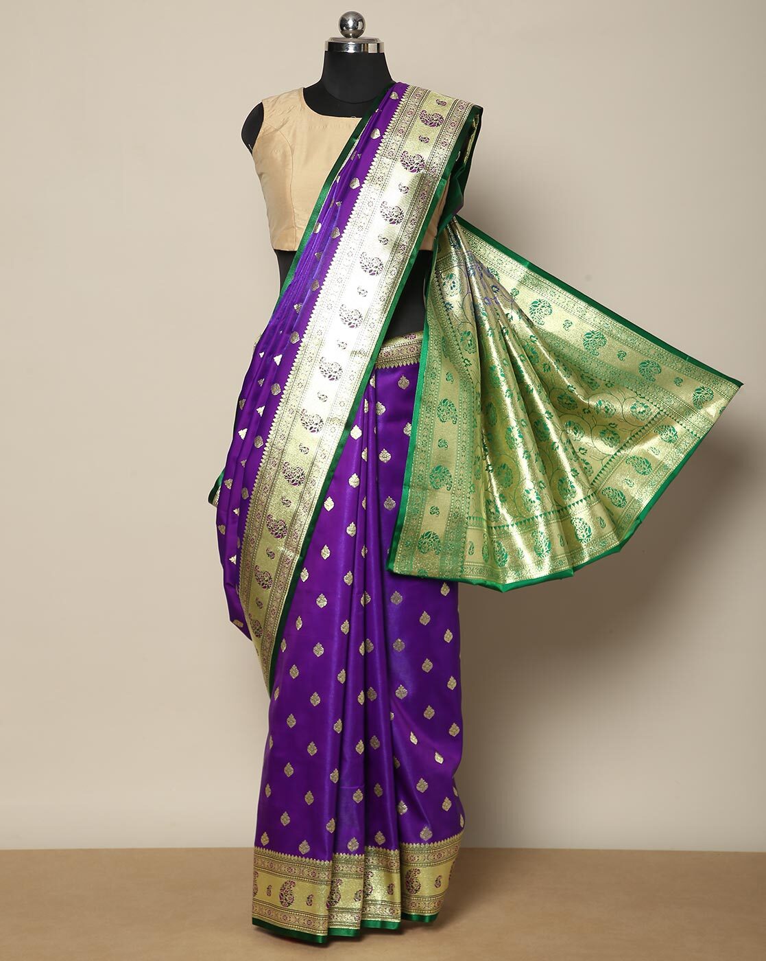 Buy Green & Navy Blue - Art Bandhini Saree online | Art Bandhini from  ShrusEternity