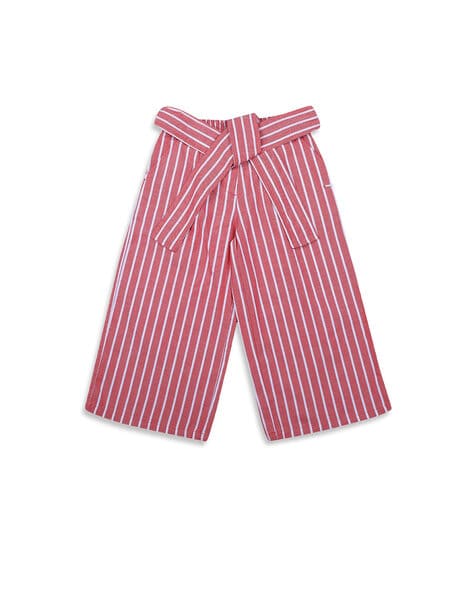 Red Mixed Stripe Wide Leg Trouser  Trousers  PrettyLittleThing