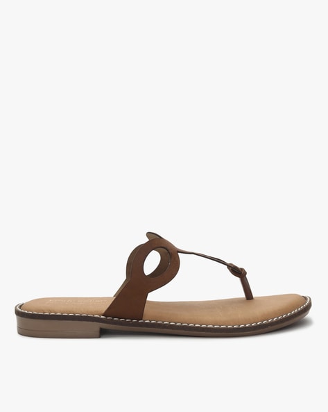 Kraft Cellar T-strap Sandals with Cut-Outs