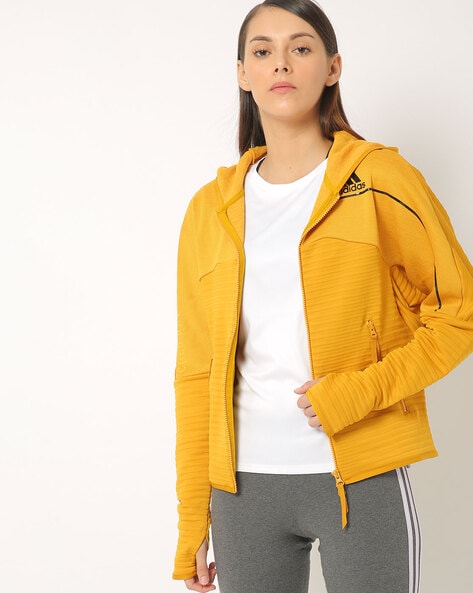 yellow adidas zip hoodie