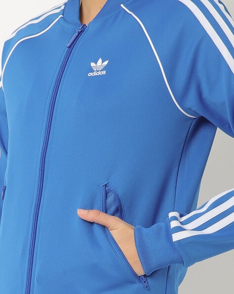 Adidas blue hot sale track jacket