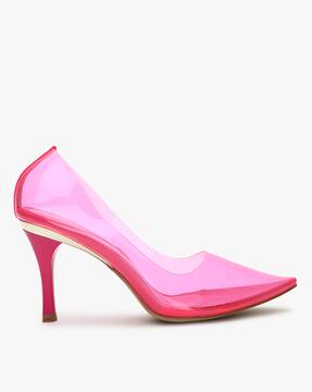 clear pink pumps