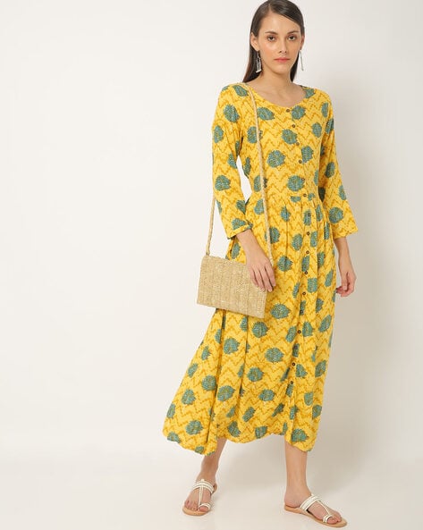 Buy Mustard Yellow Dresses Gowns for Women by Global Desi Online Ajio