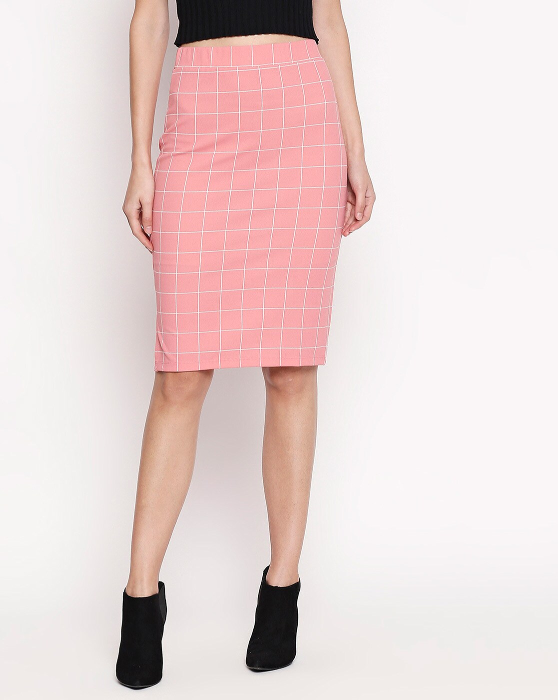 Checked Pencil Skirt