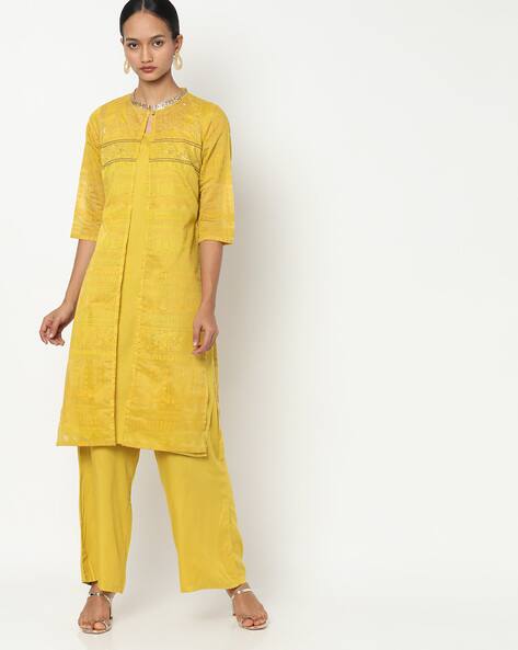 Mandarin Collar Jacket with Kurta Palazzos