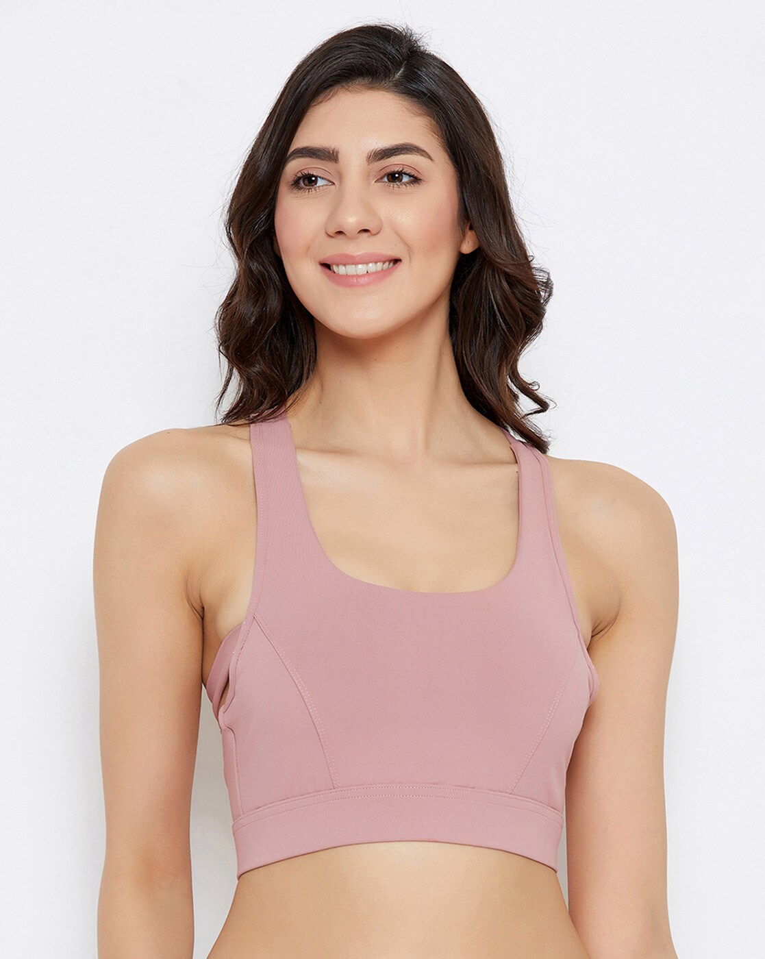 blush pink sports bra